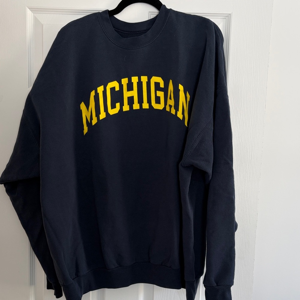 Hanes Michigan Crewneck Sweater - Navy and Yellow